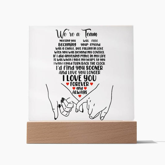 We Are A Team Plaque, A Romantic Gift For Him, Valentine Gift