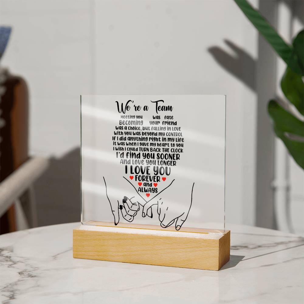 We Are A Team Plaque, A Romantic Gift For Him, Valentine Gift