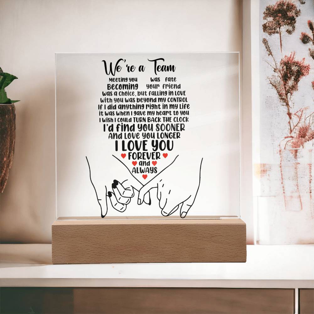We Are A Team Plaque, A Romantic Gift For Him, Valentine Gift