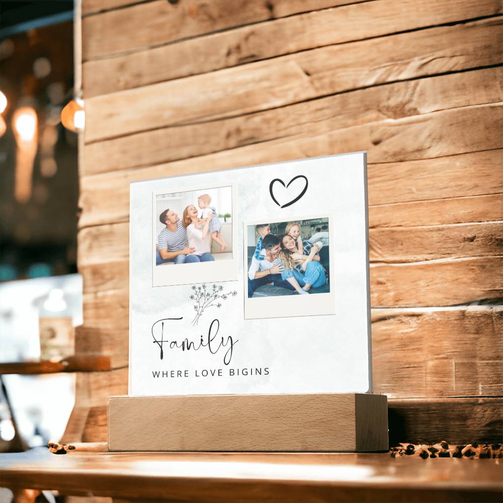 Family Where The Love Begins, Customizable Photo Acrylic Plaque