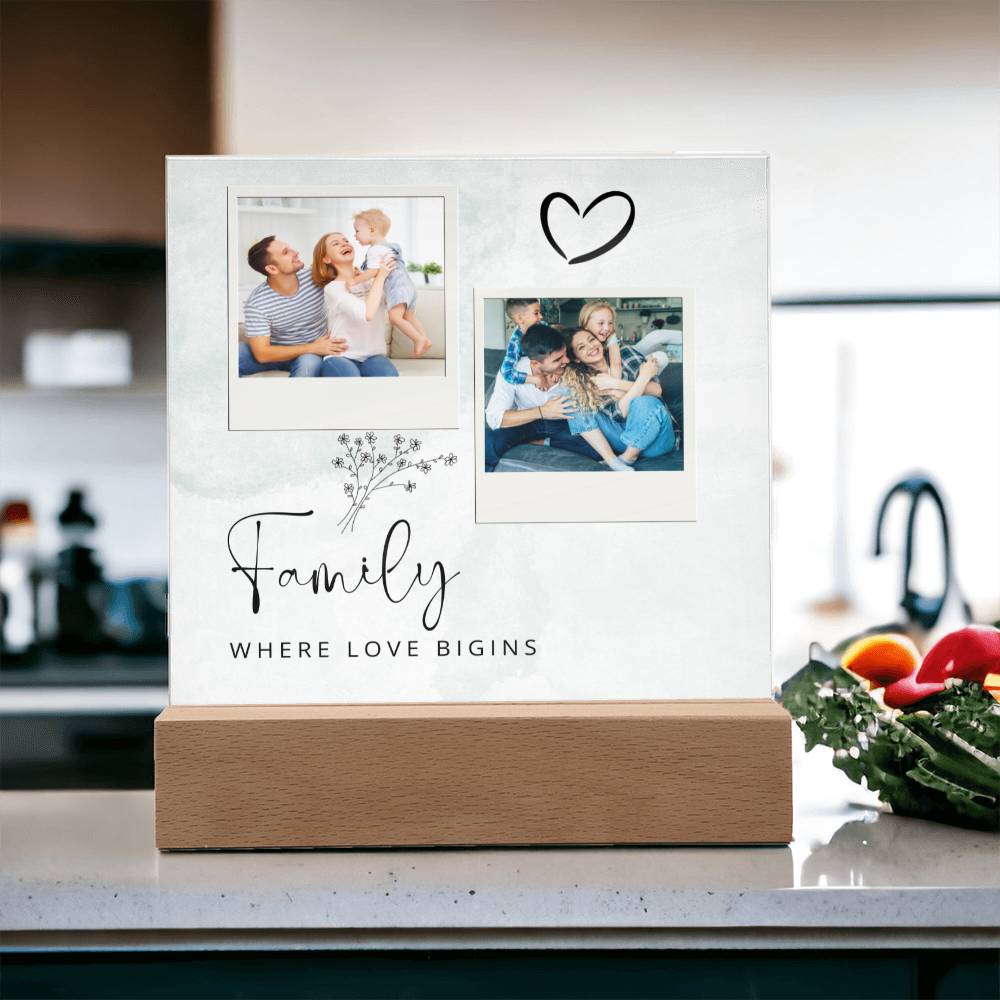 Family Where The Love Begins, Customizable Photo Acrylic Plaque