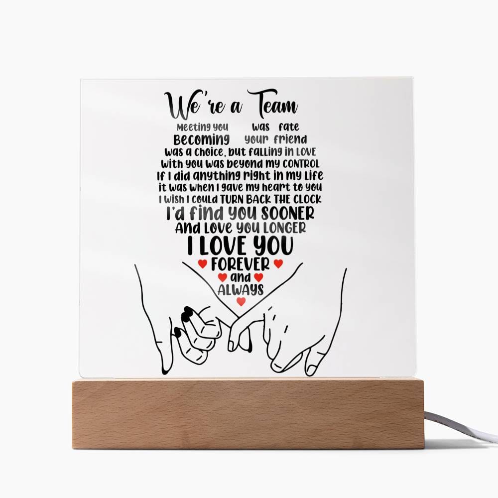 We Are A Team Plaque, A Romantic Gift For Him, Valentine Gift