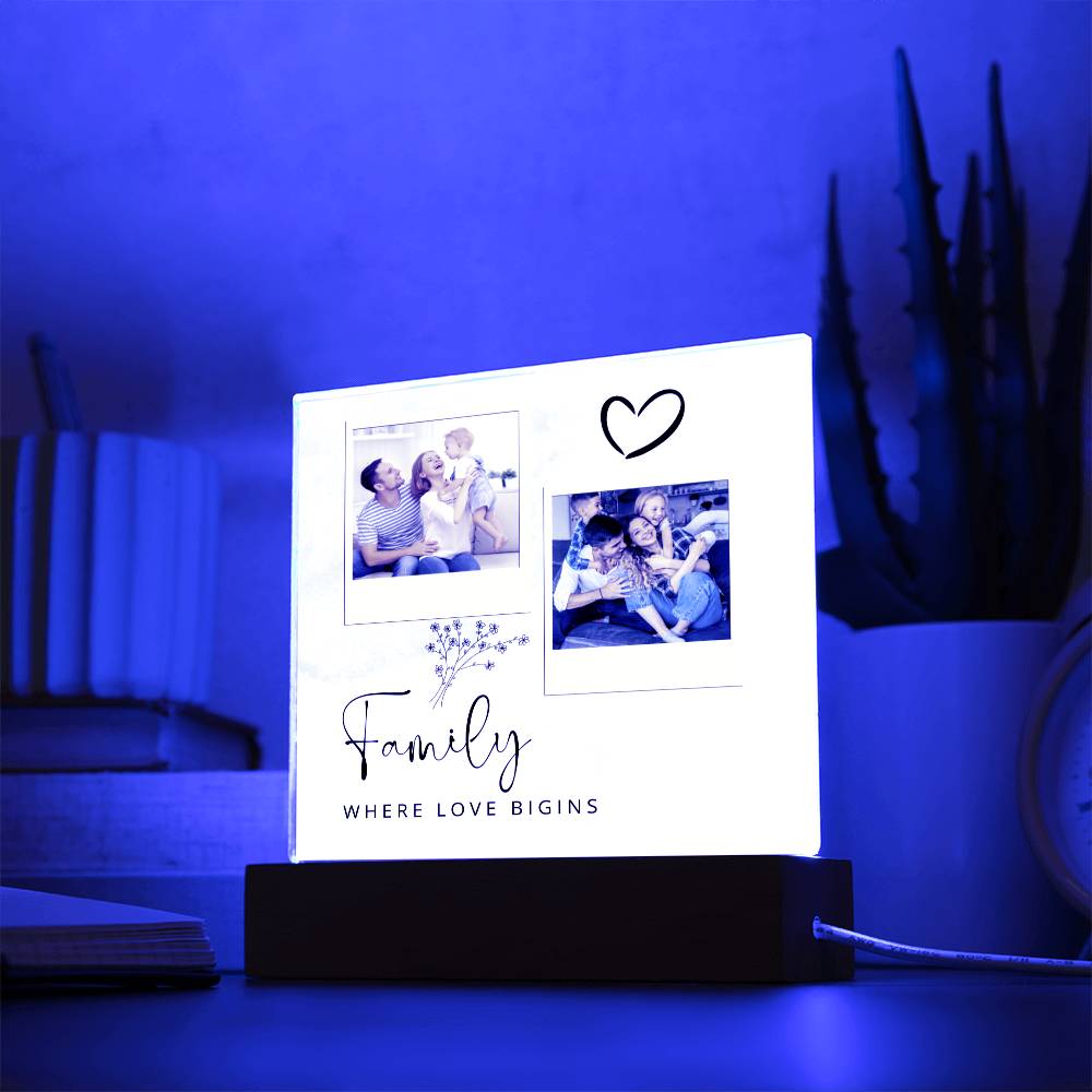 Family Where The Love Begins, Customizable Photo Acrylic Plaque