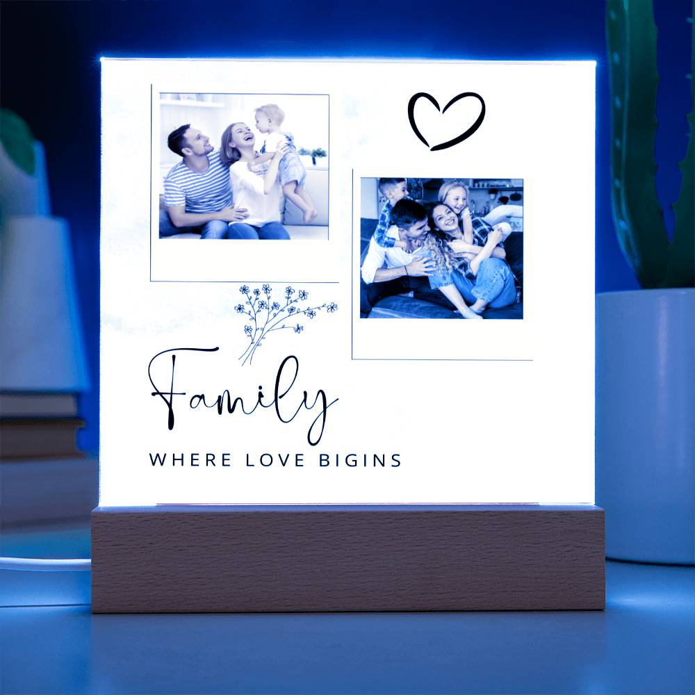 Family Where The Love Begins, Customizable Photo Acrylic Plaque