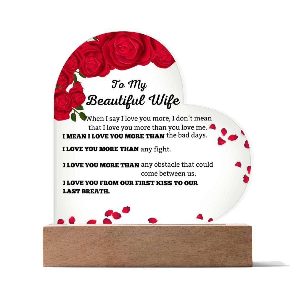 To My Beautiful Wife Heart Shape Plaque