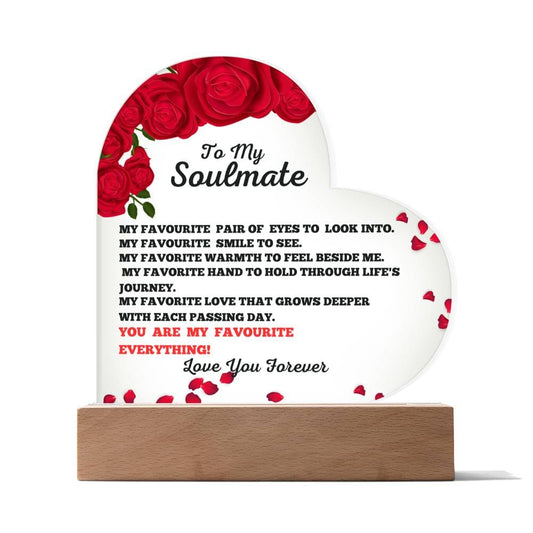 You Are My Favourite Everything Heart Acrylic Plaque, A Romantic Gift For Your Soulmate