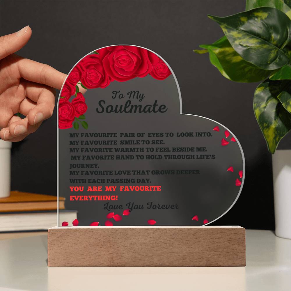 You Are My Favourite Everything Heart Acrylic Plaque, A Romantic Gift For Your Soulmate