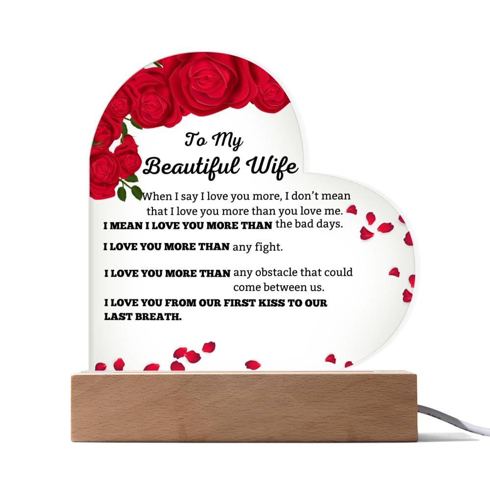 To My Beautiful Wife Heart Shape Plaque