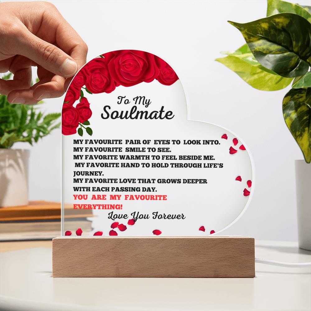 You Are My Favourite Everything Heart Acrylic Plaque, A Romantic Gift For Your Soulmate