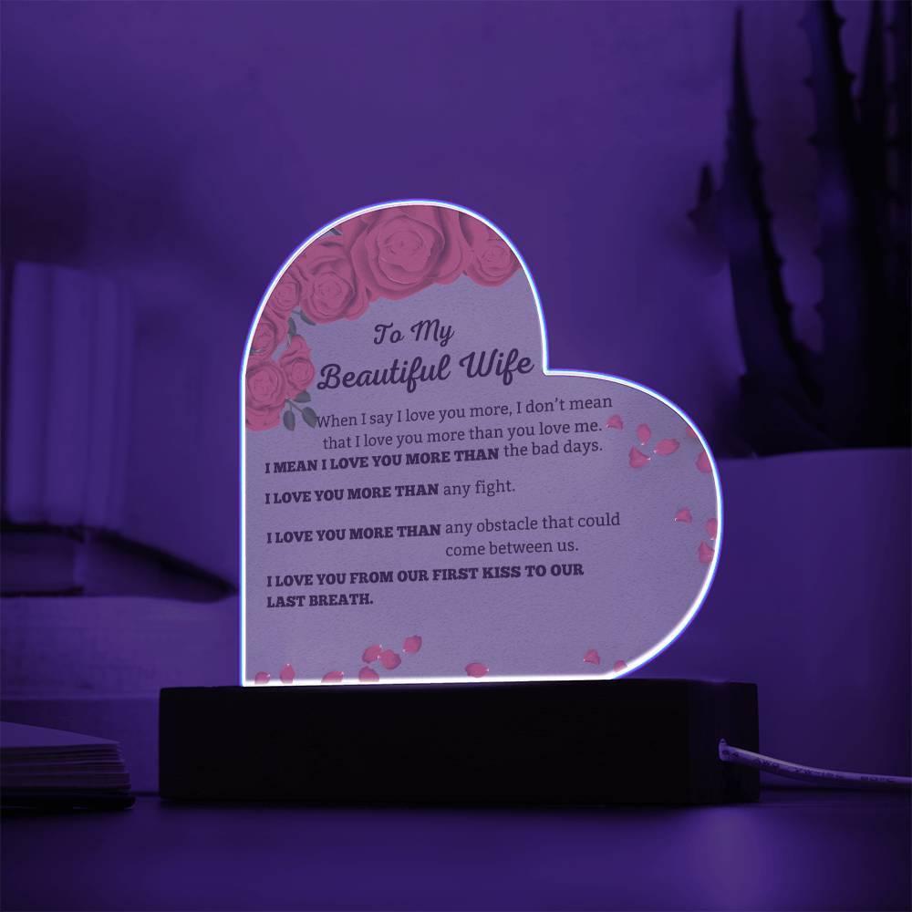 To My Beautiful Wife Heart Shape Plaque