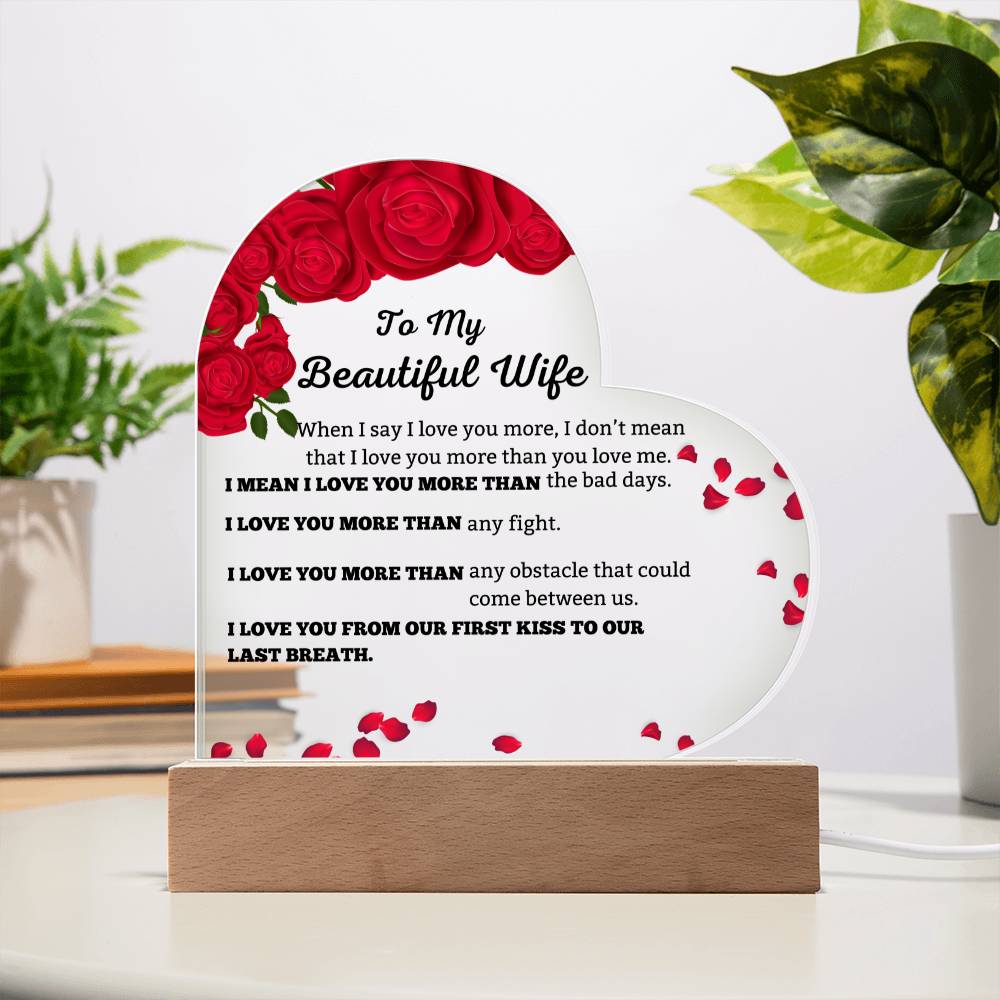 To My Beautiful Wife Heart Shape Plaque