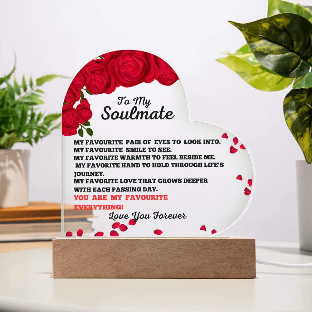 You Are My Favourite Everything Heart Acrylic Plaque, A Romantic Gift For Your Soulmate