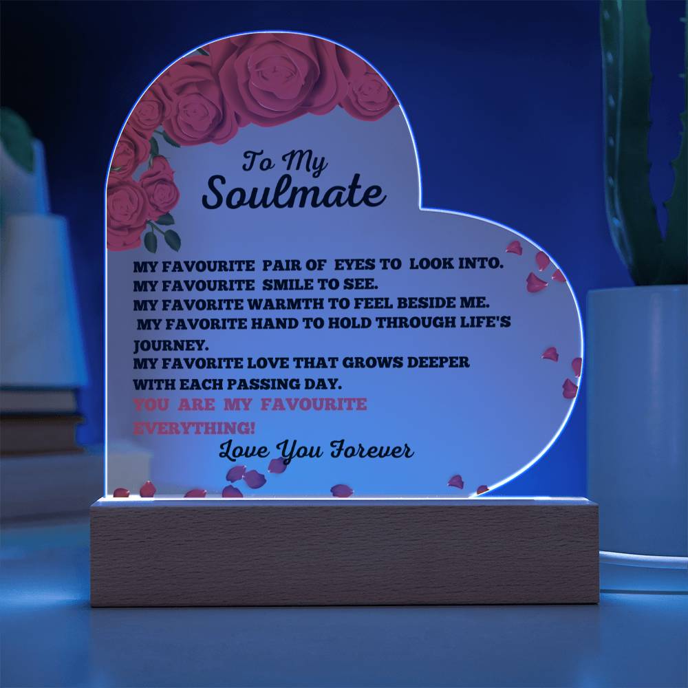 You Are My Favourite Everything Heart Acrylic Plaque, A Romantic Gift For Your Soulmate
