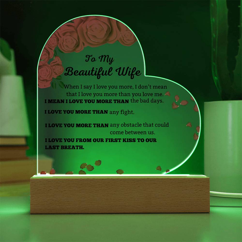 To My Beautiful Wife Heart Shape Plaque