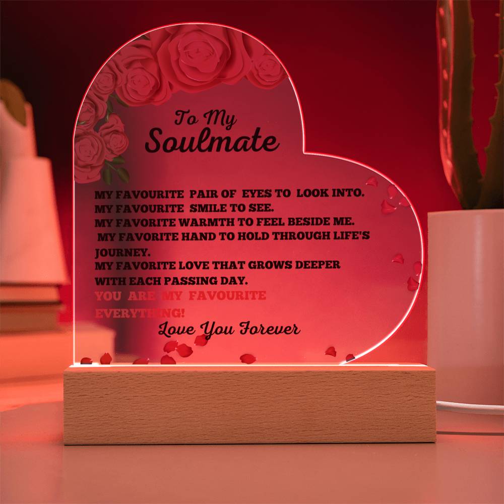 You Are My Favourite Everything Heart Acrylic Plaque, A Romantic Gift For Your Soulmate