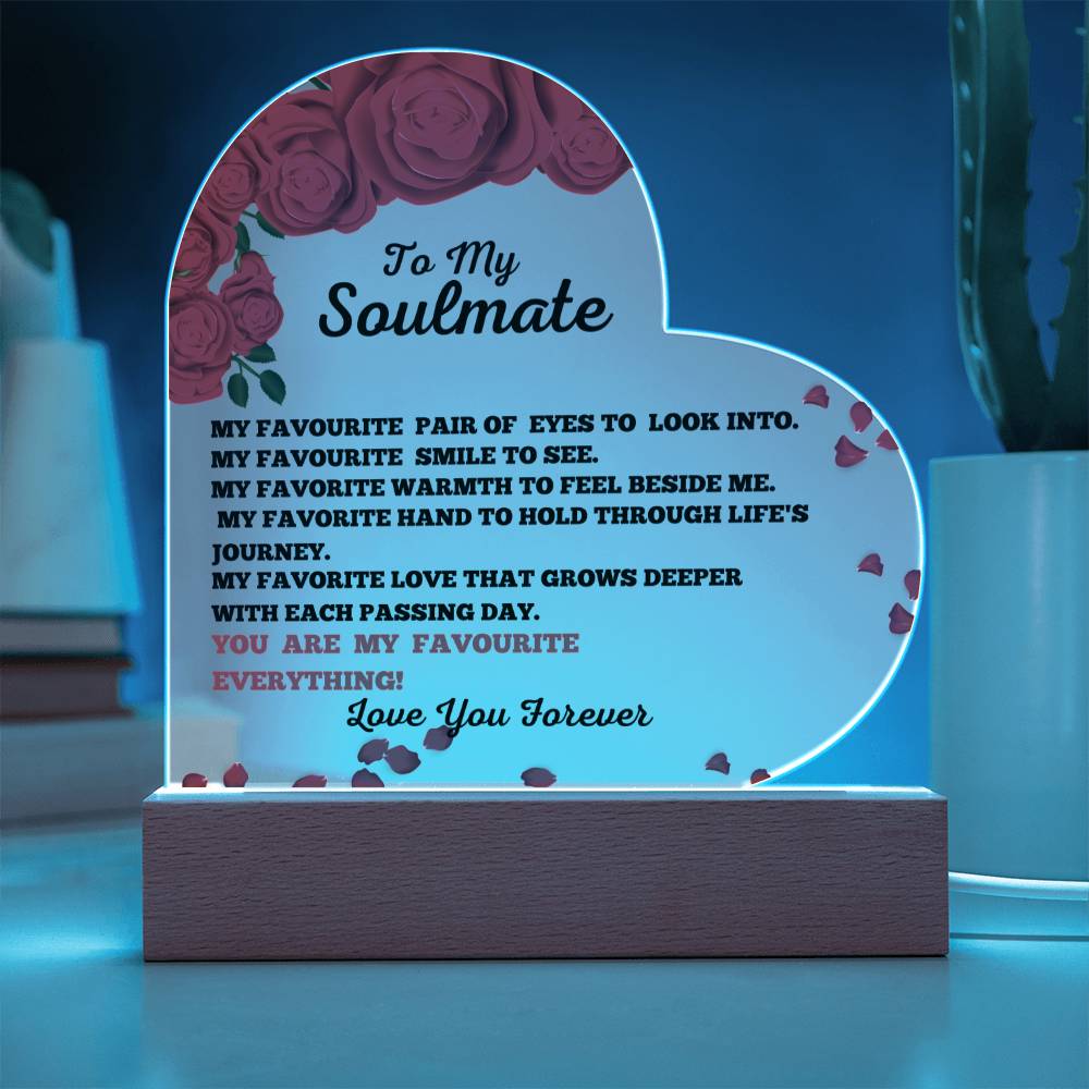 You Are My Favourite Everything Heart Acrylic Plaque, A Romantic Gift For Your Soulmate