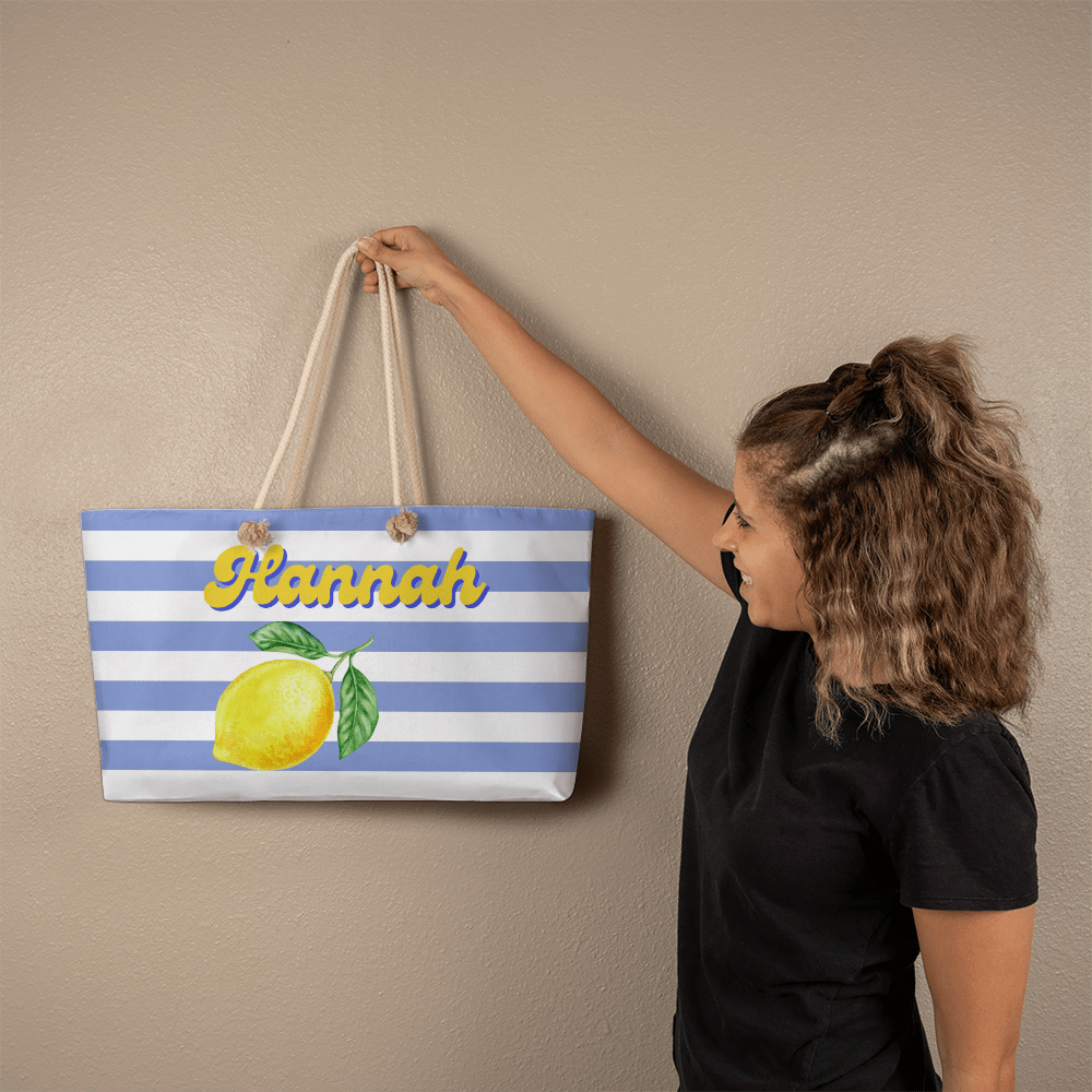 Custom Blue striped Beach bag