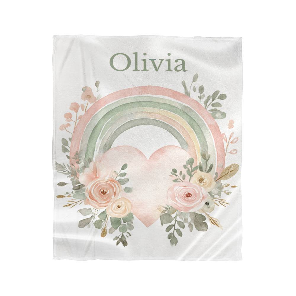 Custom Floral Rainbow  Blanket