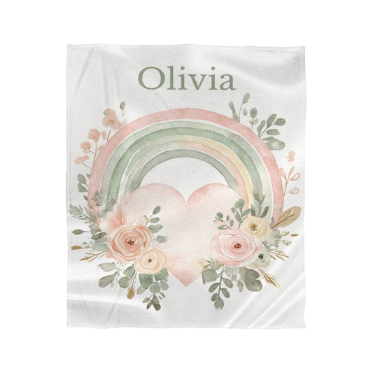Custom Floral Rainbow  Blanket