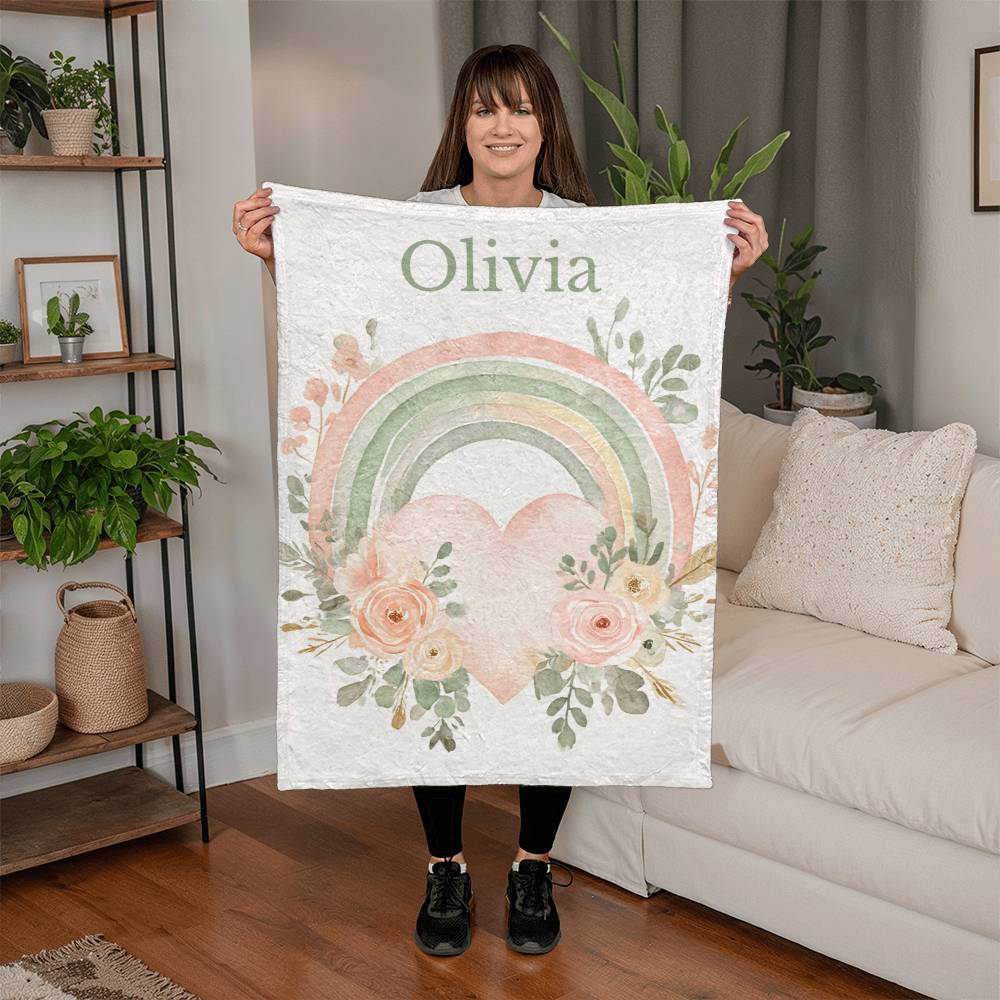 Custom Floral Rainbow  Blanket