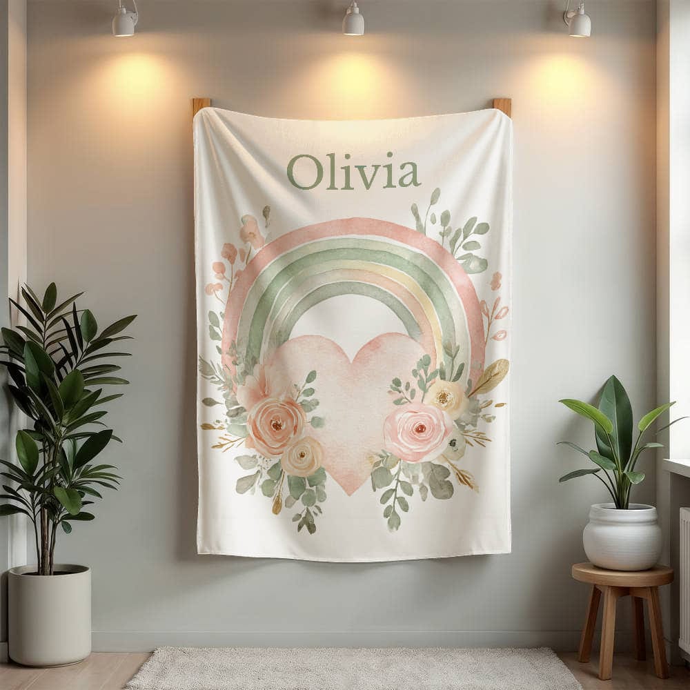 Custom Floral Rainbow  Blanket