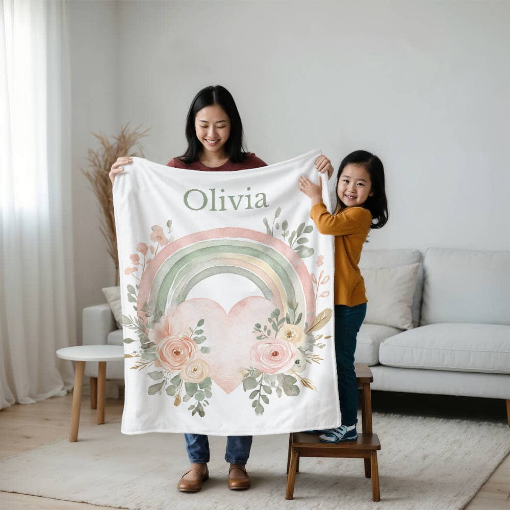 Custom Floral Rainbow  Blanket