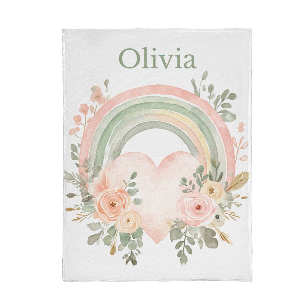Custom Floral Rainbow  Blanket