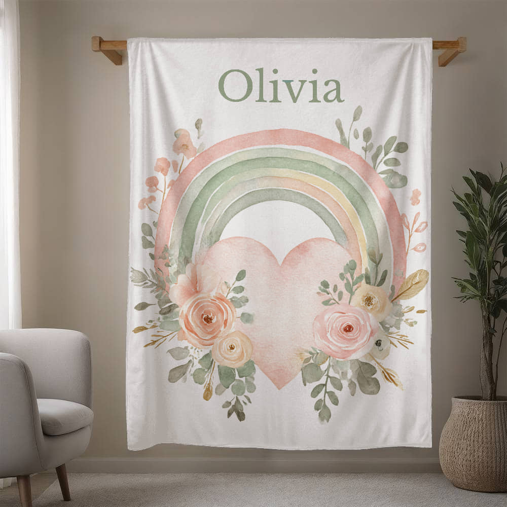 Custom Floral Rainbow  Blanket