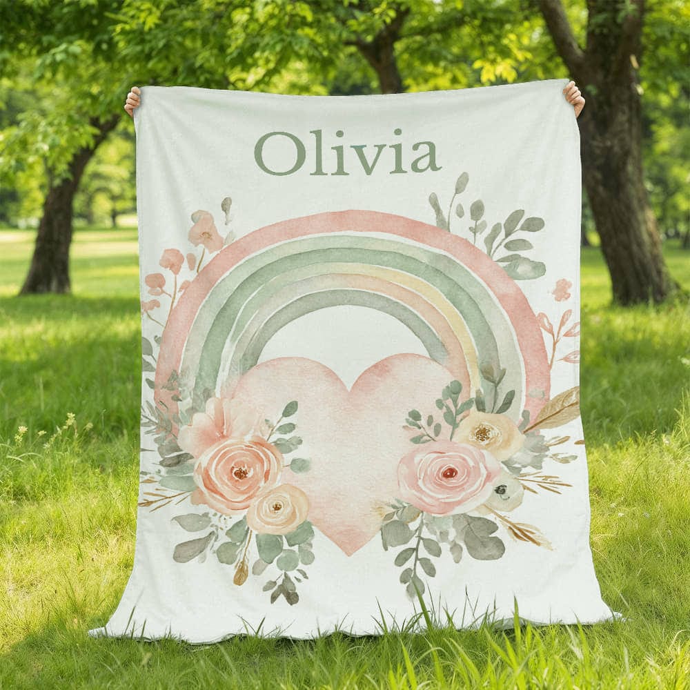 Custom Floral Rainbow  Blanket