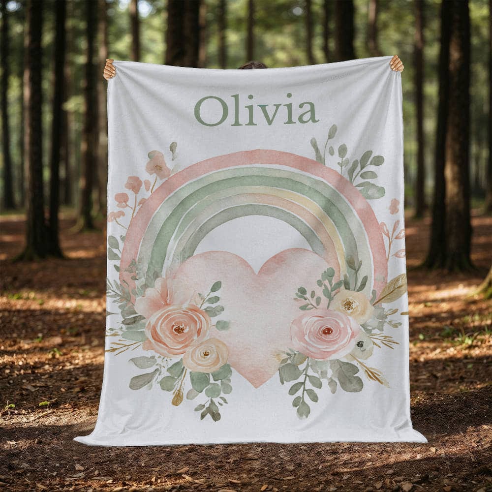 Custom Floral Rainbow  Blanket