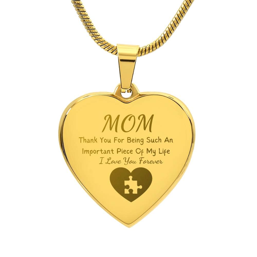 Important Piece Of My Life Necklace, Engraved Necklace For Mom