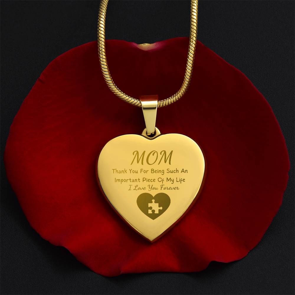 Important Piece Of My Life Necklace, Engraved Necklace For Mom