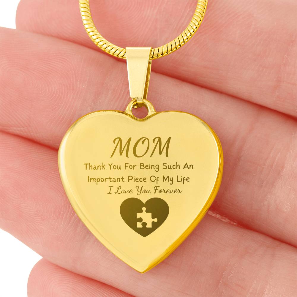 Important Piece Of My Life Necklace, Engraved Necklace For Mom
