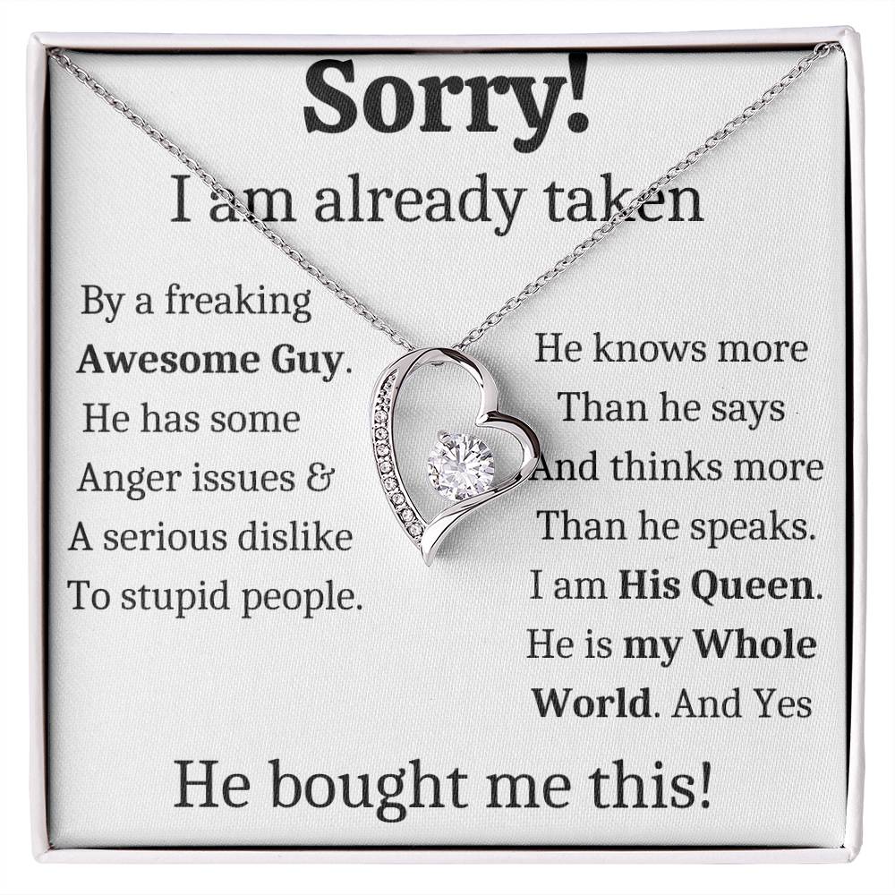 Sorry, I Am Taken Necklace, Christmas Gift For Girlfriend, Gift for Wife
