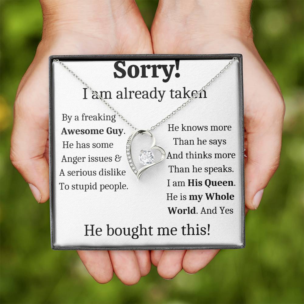 Sorry, I Am Taken Necklace, Christmas Gift For Girlfriend, Gift for Wife