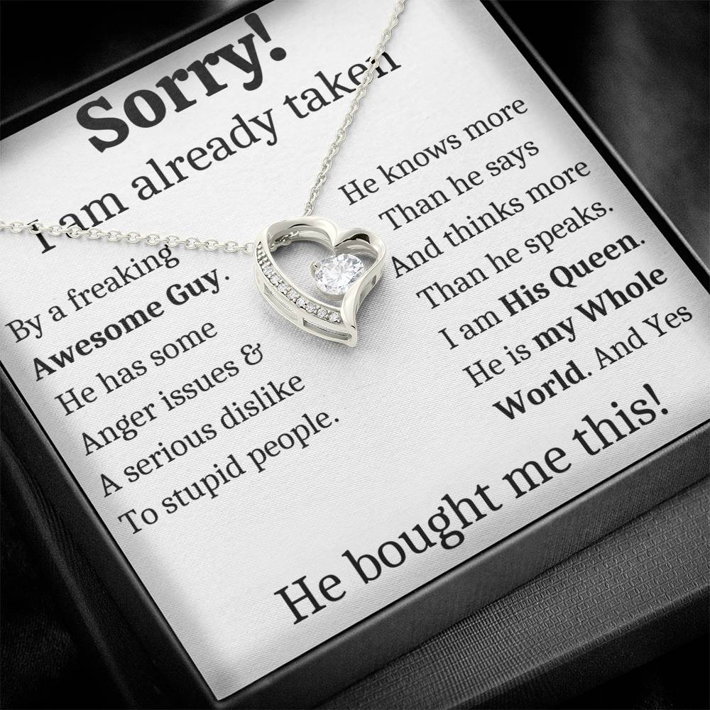 Sorry, I Am Taken Necklace, Christmas Gift For Girlfriend, Gift for Wife