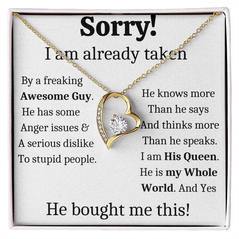 Sorry, I Am Taken Necklace, Christmas Gift For Girlfriend, Gift for Wife