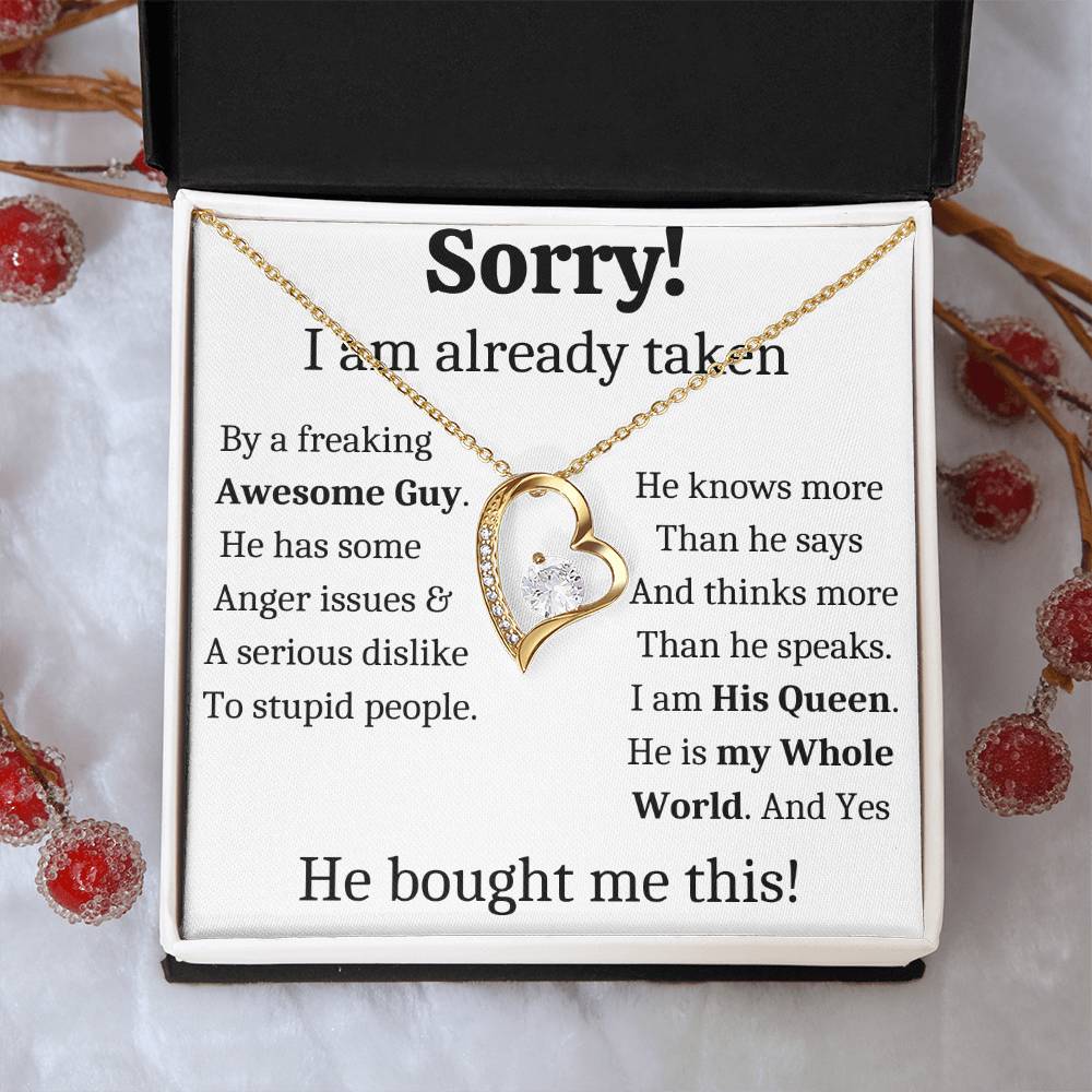 Sorry, I Am Taken Necklace, Christmas Gift For Girlfriend, Gift for Wife