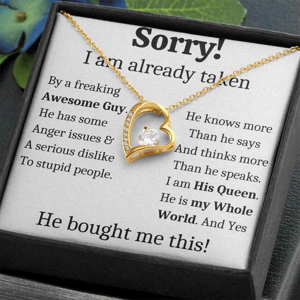 Sorry, I Am Taken Necklace, Christmas Gift For Girlfriend, Gift for Wife