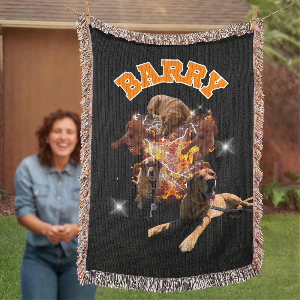Custom Pet Portrait Blanket, Custom Bootleg Blanket