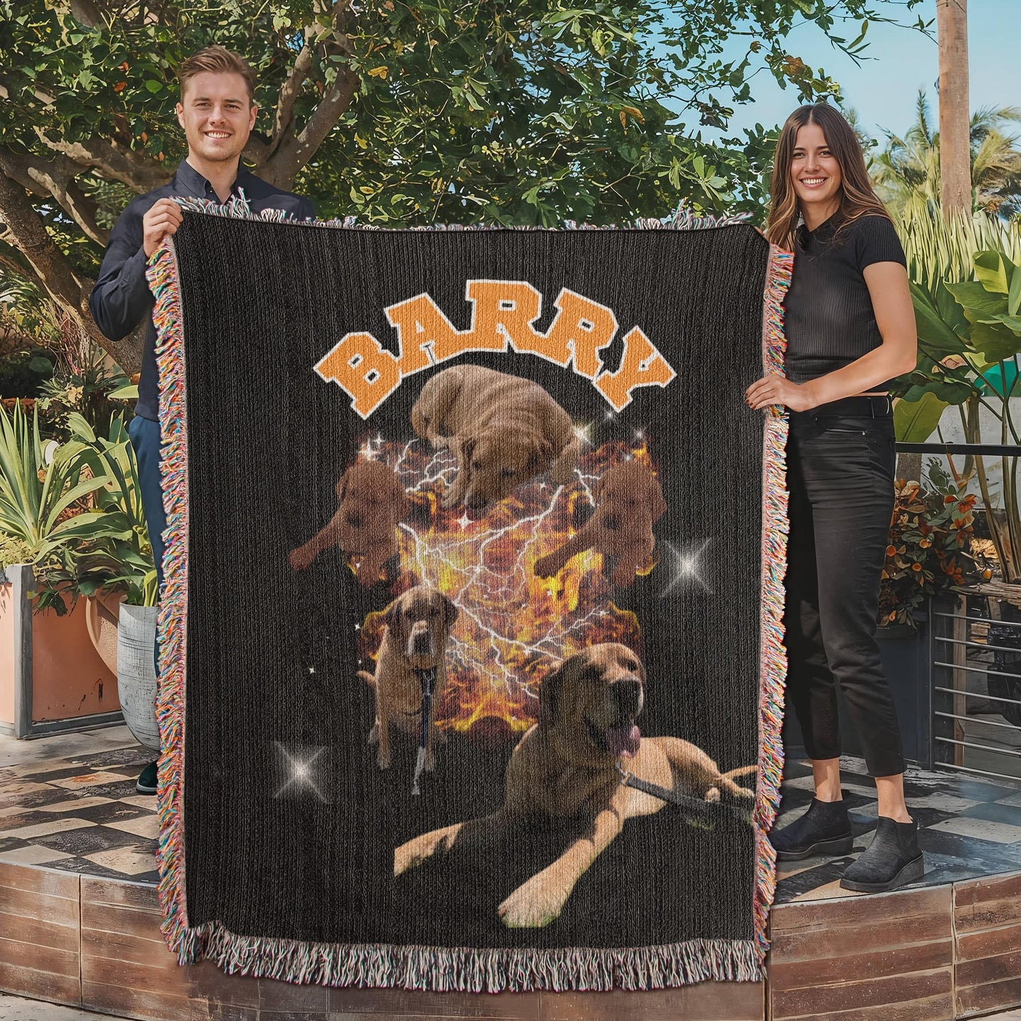 Custom Pet Portrait Blanket, Custom Bootleg Blanket