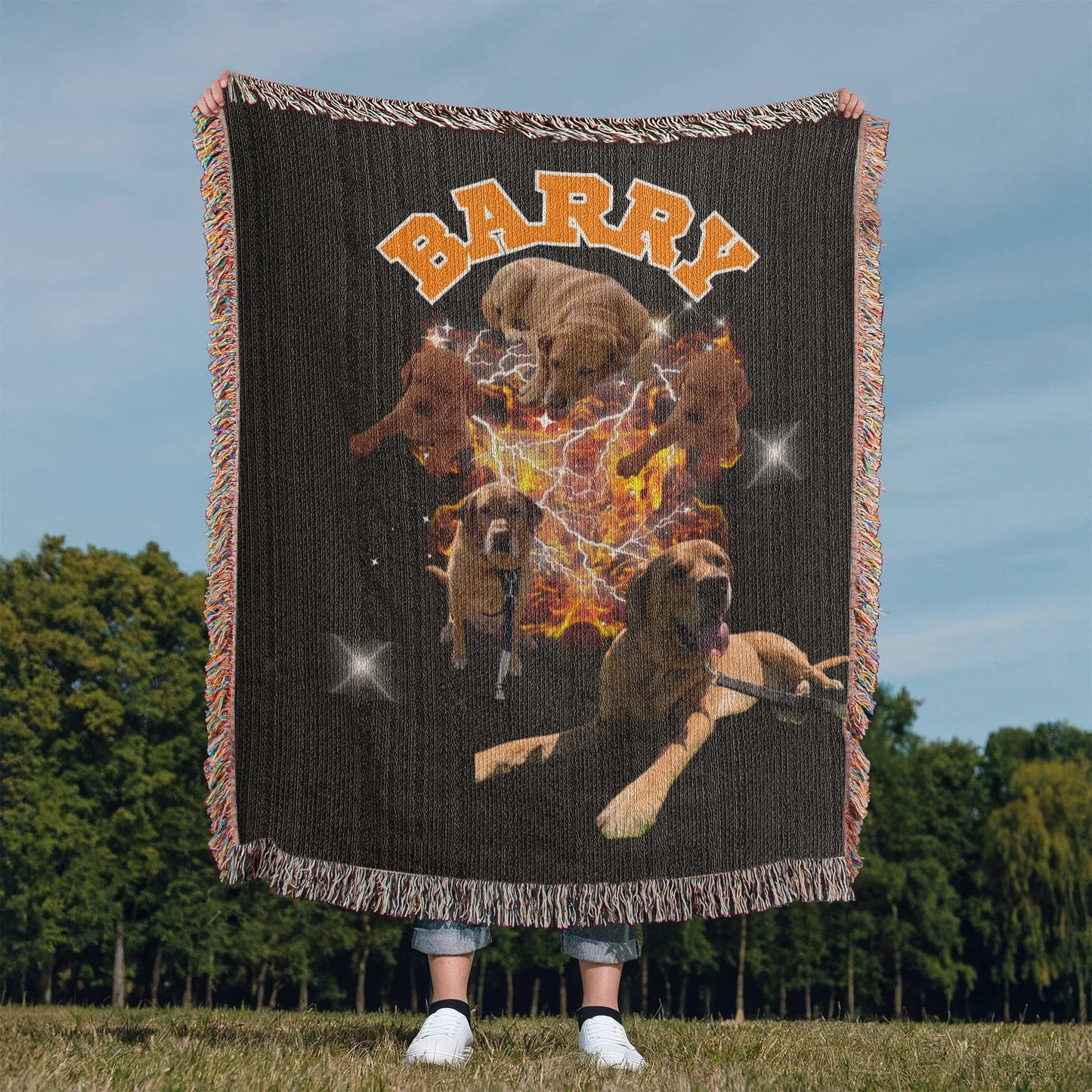 Custom Pet Portrait Blanket, Custom Bootleg Blanket