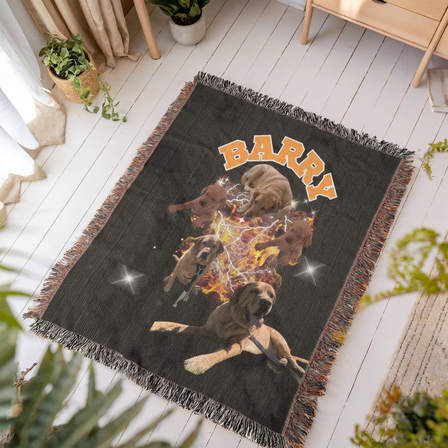 Custom Pet Portrait Blanket, Custom Bootleg Blanket