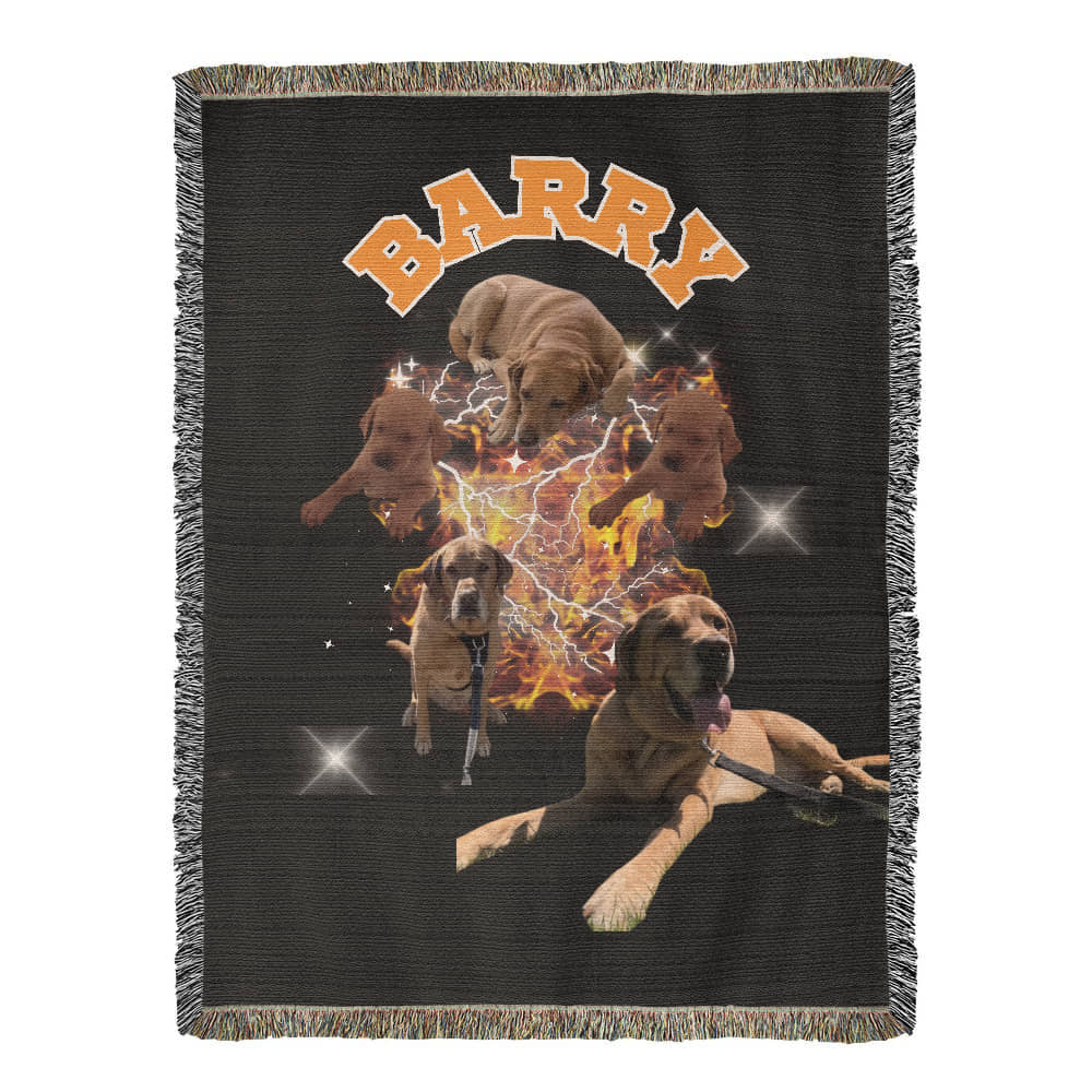Custom Pet Portrait Blanket, Custom Bootleg Blanket