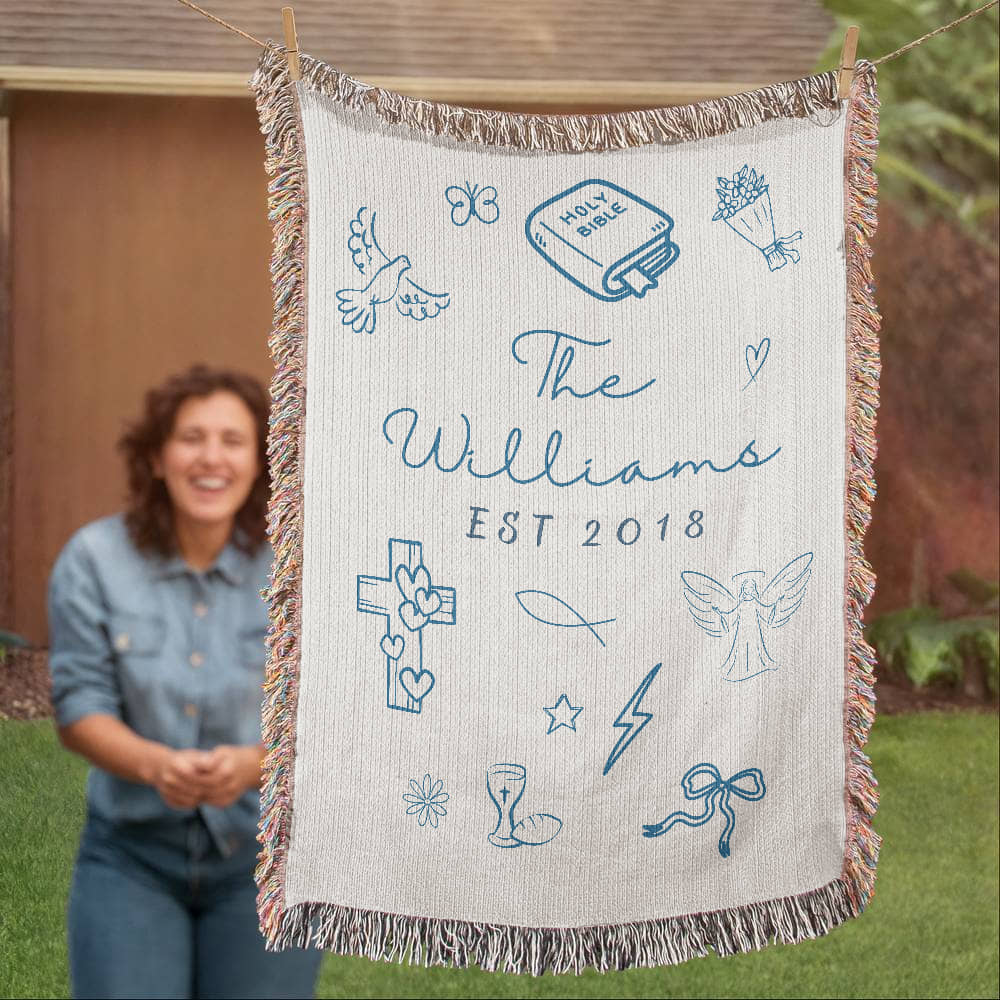 Christian Family Woven Blanket