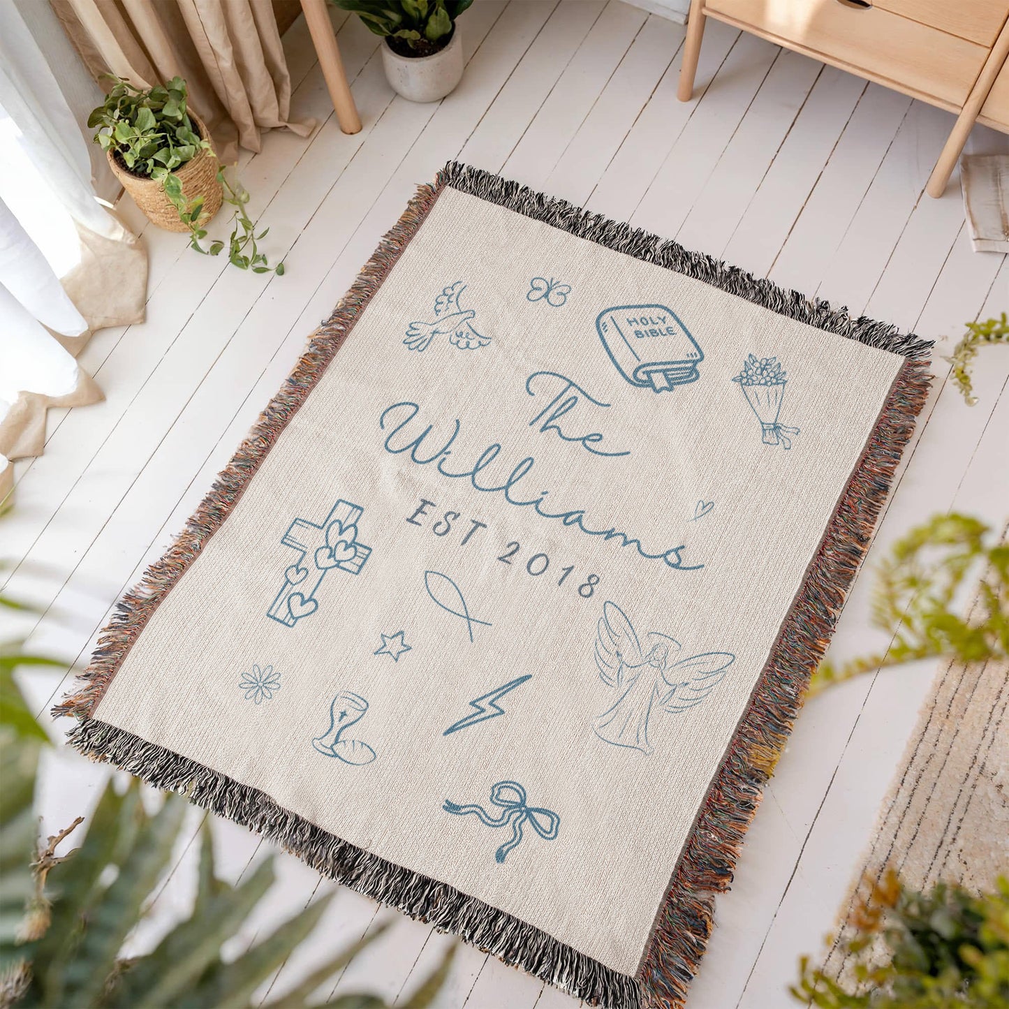 Christian Family Woven Blanket