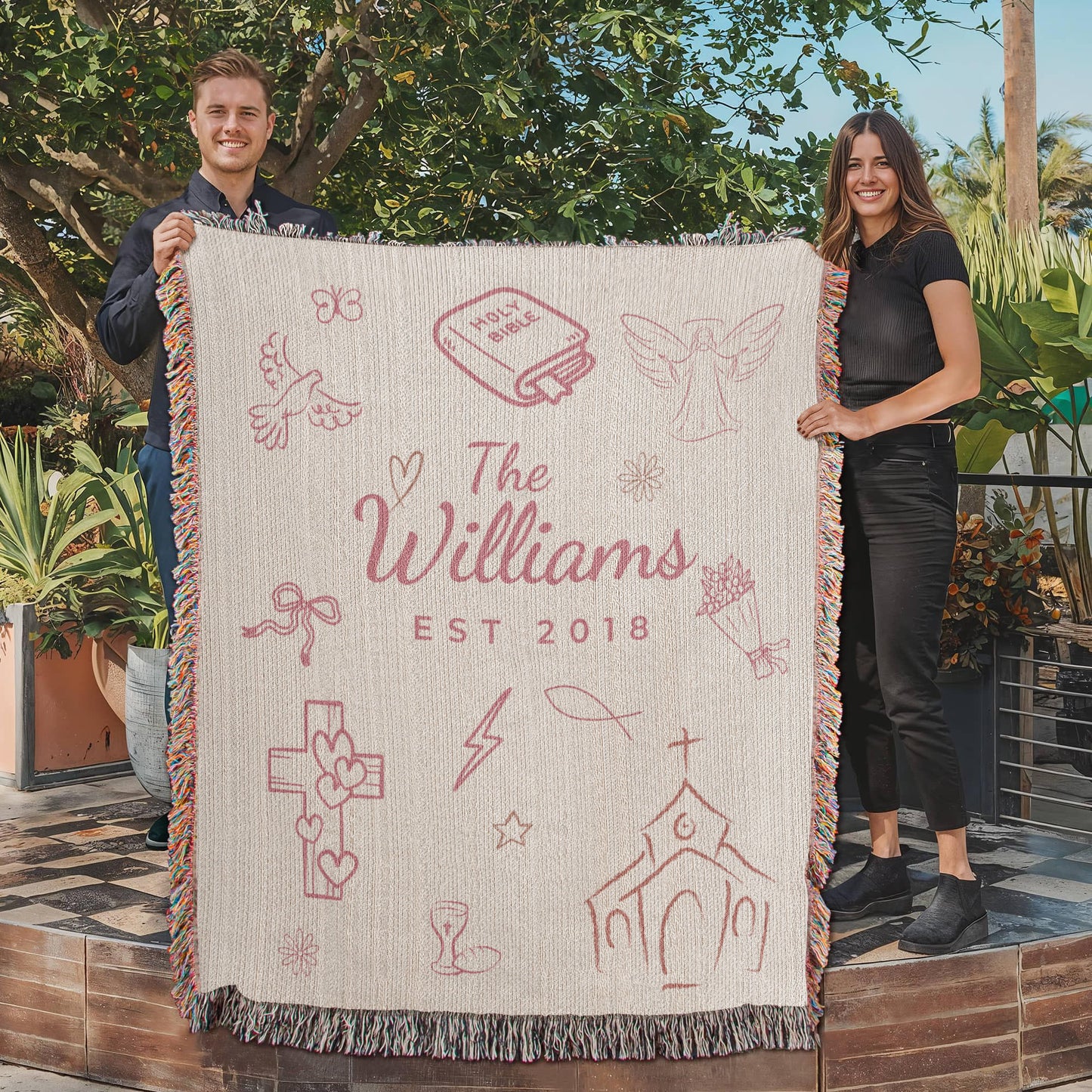 Christian Family Blanket-Pink