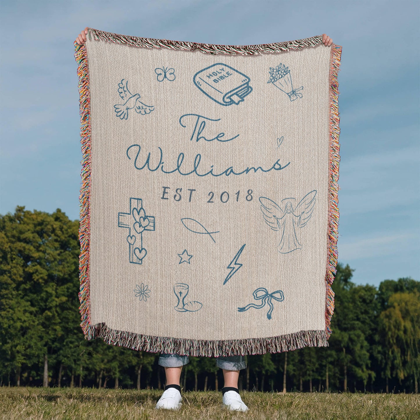 Christian Family Woven Blanket