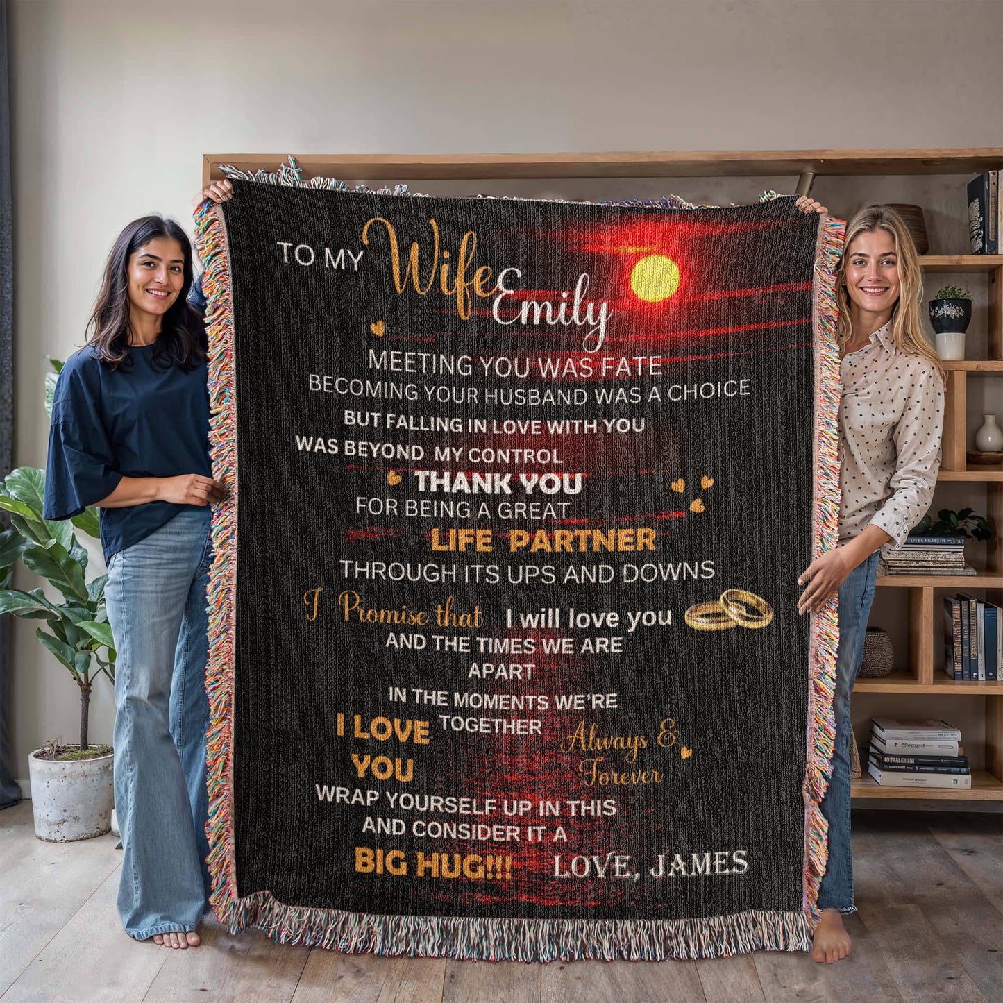 First Anniversary Blanket, Custom Throw For Wife