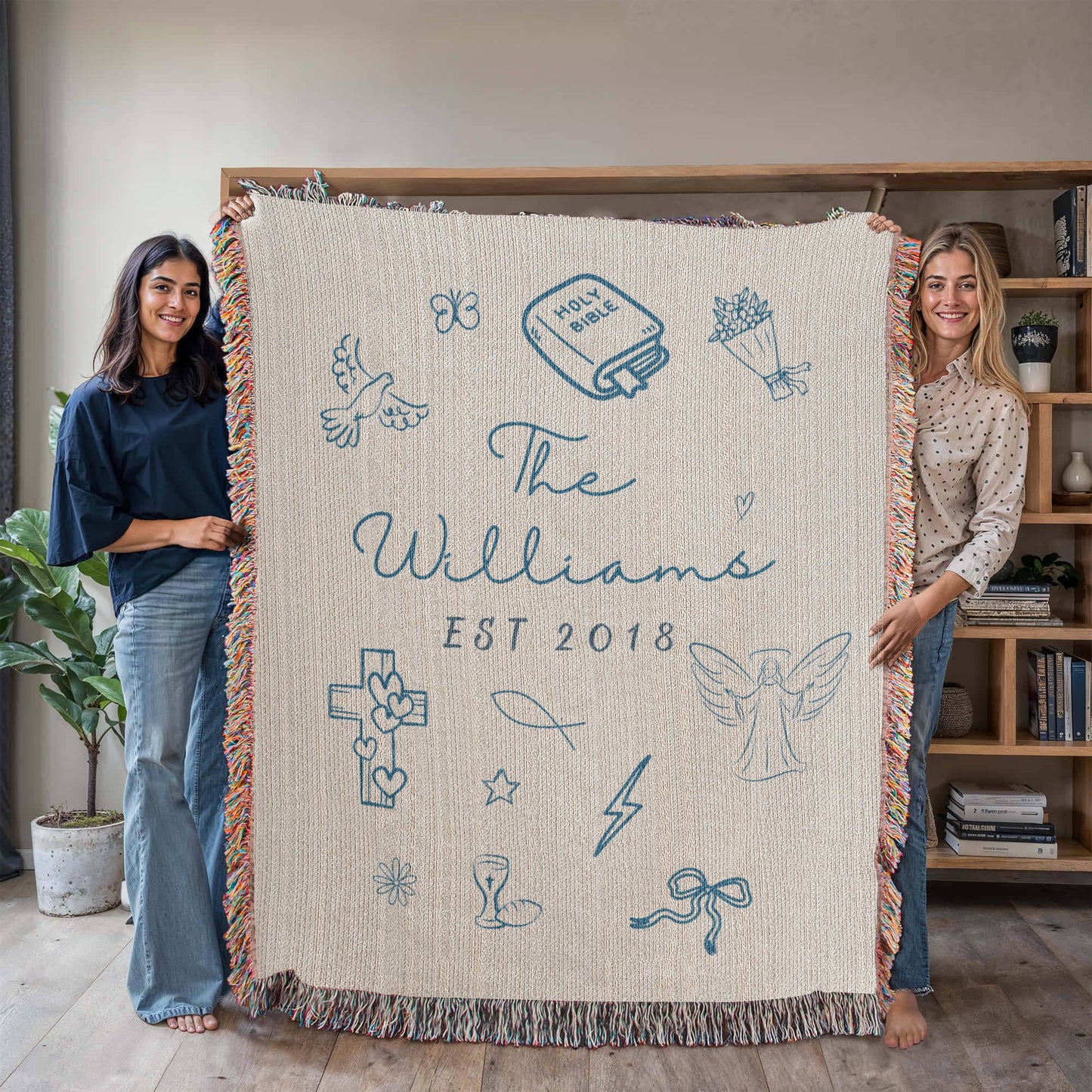 Christian Family Woven Blanket
